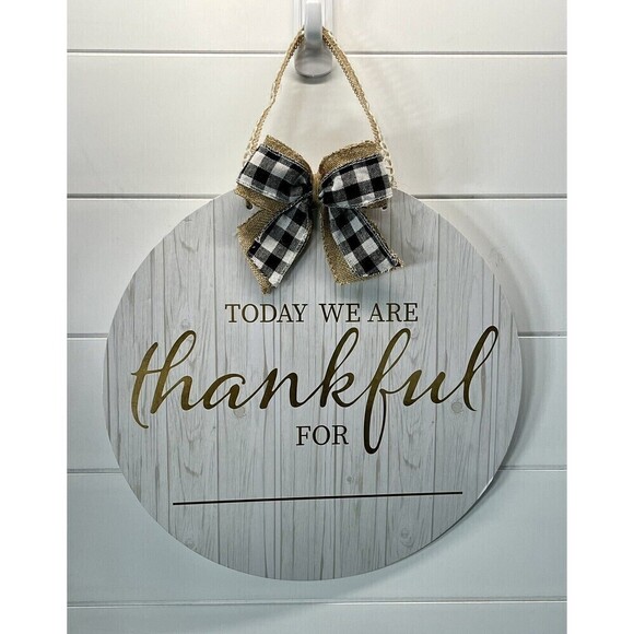 Today We Are Thankful For Dry Erase Board With Buffalo Check Burlap Bow New - Picture 1 of 13